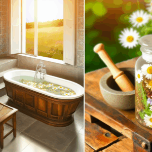 Baños de asiento para hemorroides con plantas